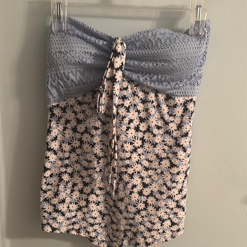No Boundaries Lavender and Black Floral Tube Top